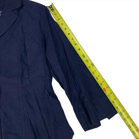 Susan Graver Blue Eyelet Lace Linen/Rayon Blazer Womens Size XL - Picture 7 of 8